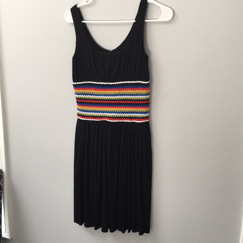 Adorable black dress with pop of color